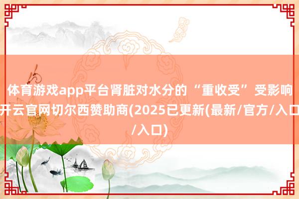 体育游戏app平台肾脏对水分的 “重收受” 受影响-开云官网切尔西赞助商(2025已更新(最新/官方/入口)
